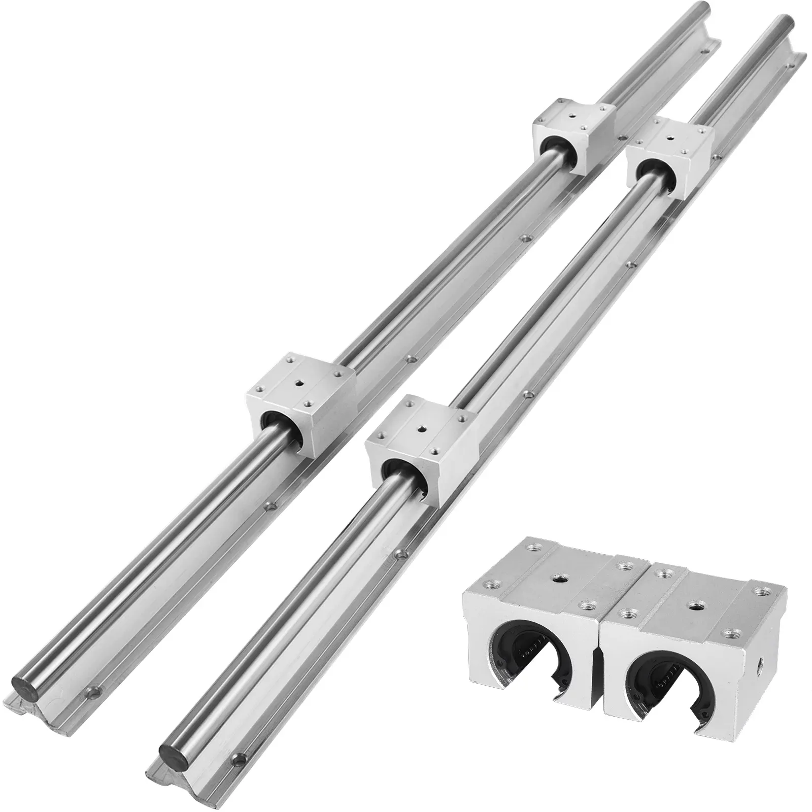 VEVOR Linear Rail 2 pcs SBR16-1000mm Linear Slide Rail 4 pcs SBR16UU Bearing Block CNC Kit Linear Rails and Bearings Kit CNC Rails Linear Rail Set forAutomated Machines and Equipments