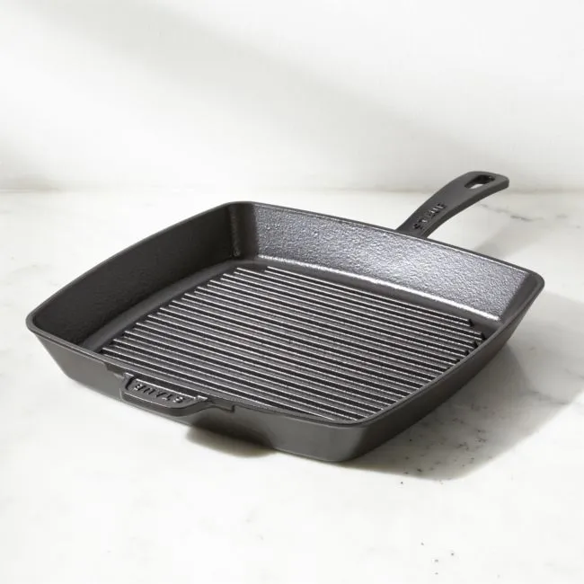 Staub Cast Iron 12-inch Square Grill Pan - Matte Black, Made in France