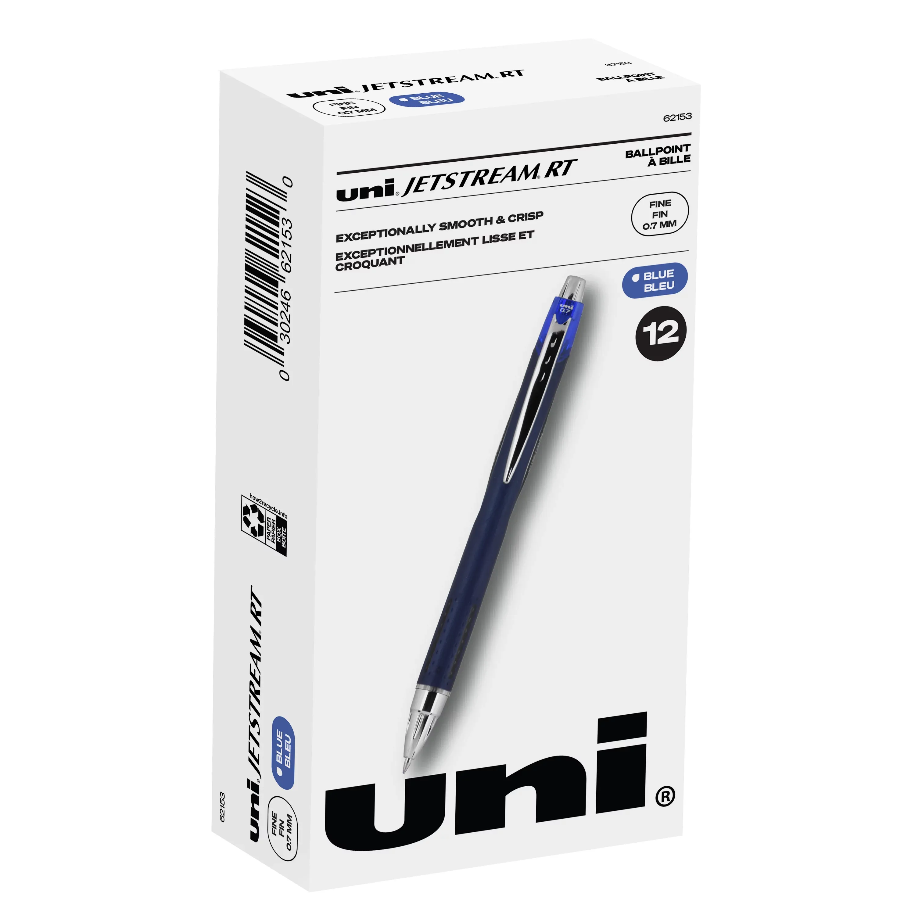 Uni-Ball Jetstream Retractable Ballpoint Pen Fine 0.7 mm Blue Ink Blue Barrel