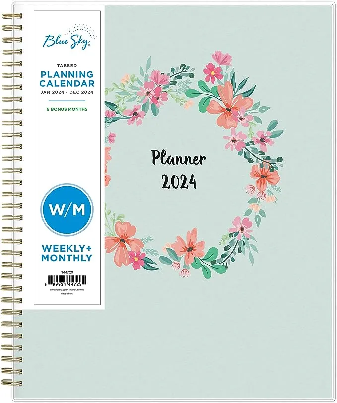 Blue Sky 2024 Weekly and Monthly Planner, January - December, 8.5" x 11", Frosted Cover, Wirebound, Laurel (144729)Blue Sky 2024 Weekly and Monthly Planner, January -…