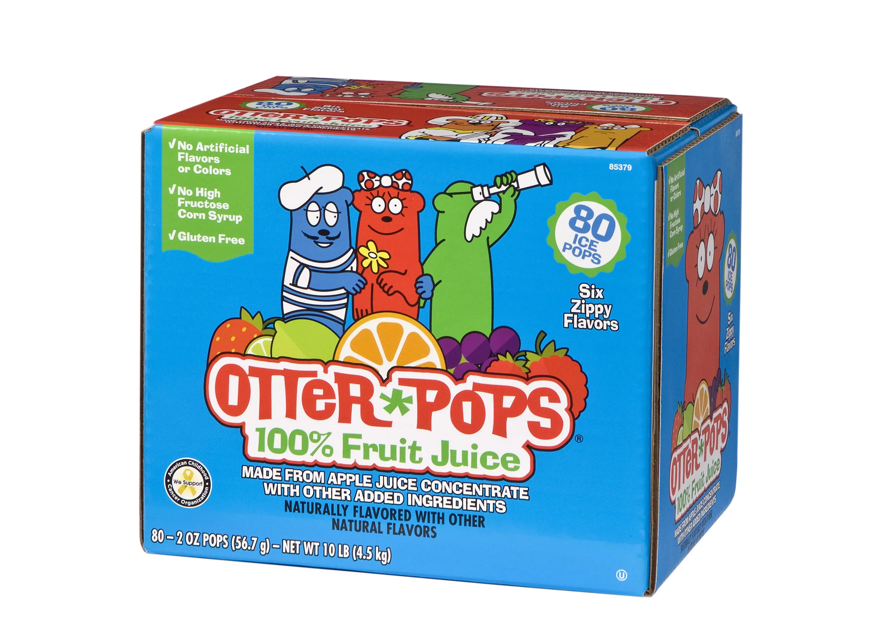 Otter Pops 100% Fruit Juice Assorted Fruit Ice Pops, 2 oz, 80 Ct