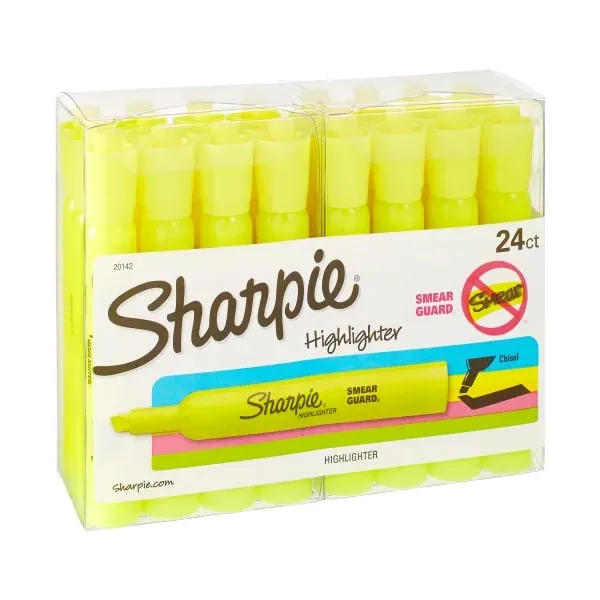 Sharpie Accent Tank-Style Highlighters Fluorescent Yellow Pack of 24