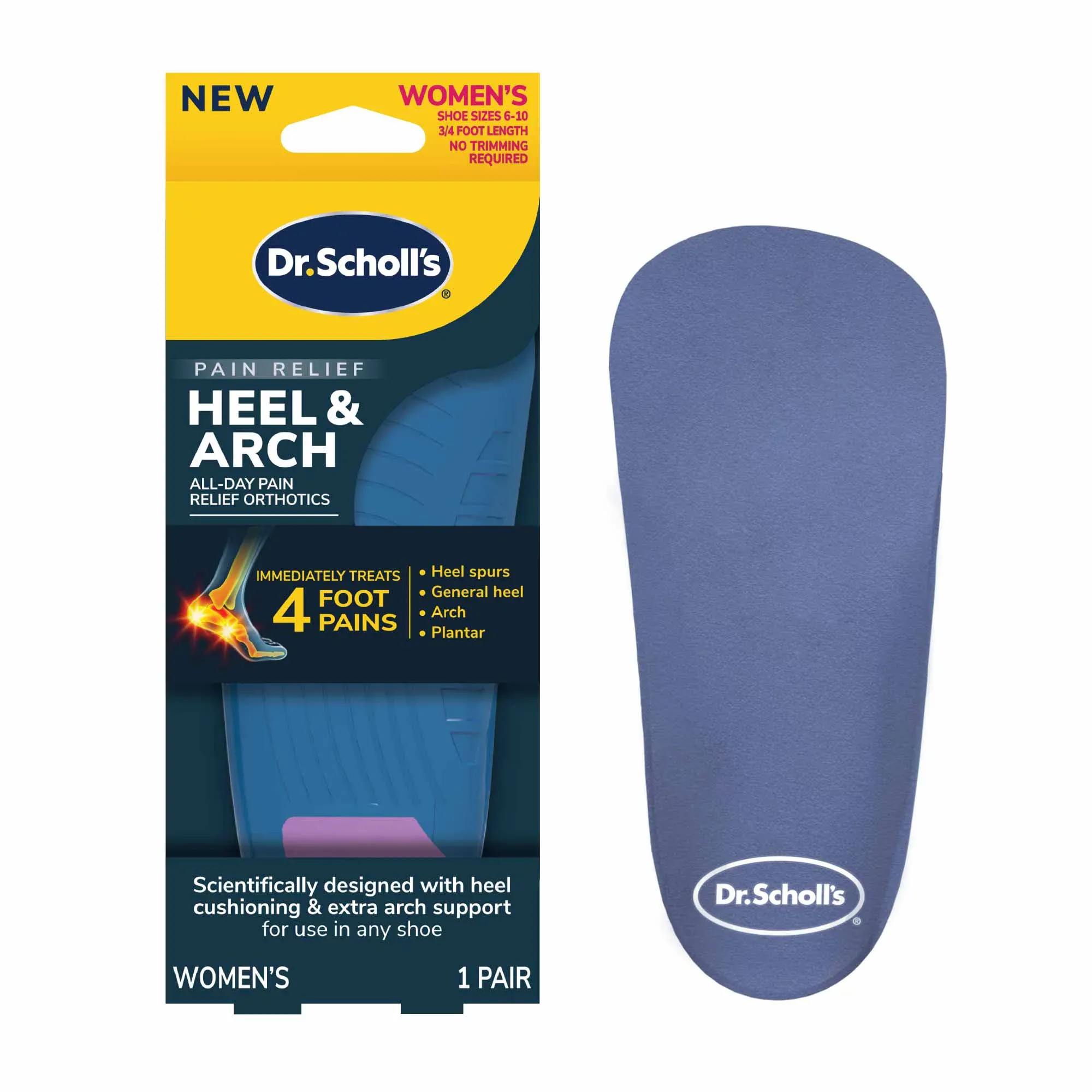 Dr. Scholl's Pain Relief Orthotics For Heel Pain For Women - Size 6-10