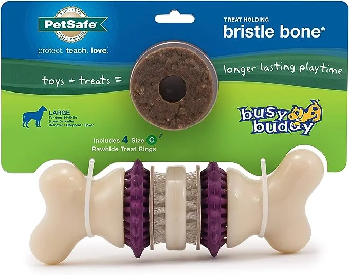 PetSafe Busy Buddy Bristle Bone, Large, Helps Keep Your Dog's Teeth Clean, Long-Lasting Playtime