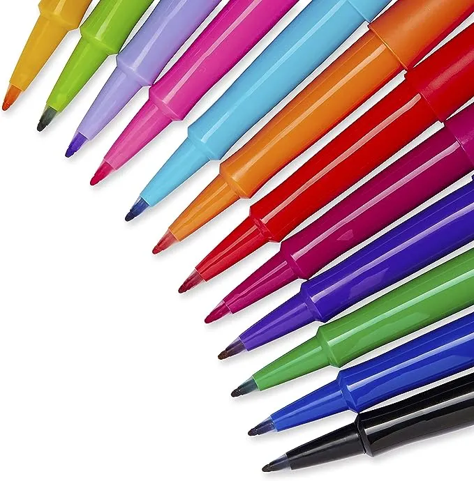 Paper Mate Flair Felt Tip Pens, Medium Point (0.7mm), Assorted Colors, 12 Count