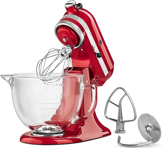 KitchenAid KSM155GBCA 5-Qt. Artisan Design Series with Glass Bowl - Candy Apple Red