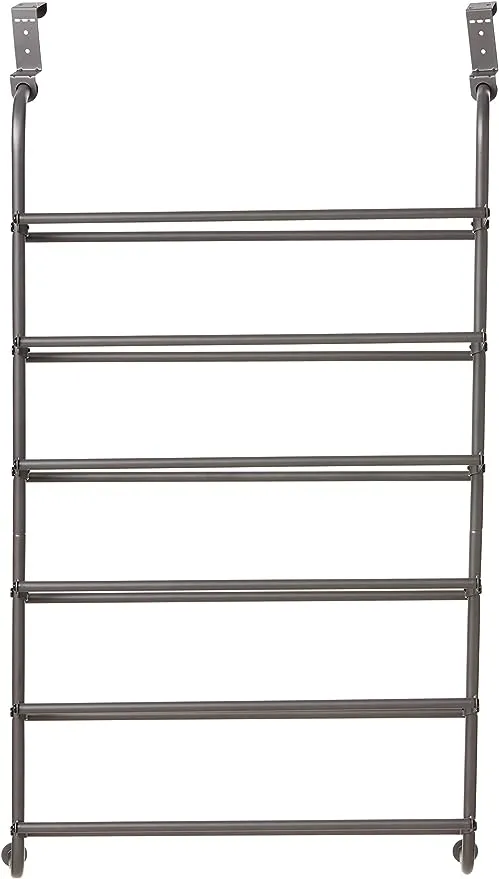 Whitmor Over The Door Shoe Rack, 18 Pair, Gunmetal Grey