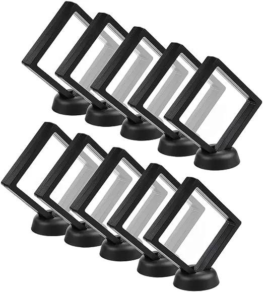 CrazyStorey Set of 10 Pcs Black 3D Floating Frame Display Holder Stands ,Medalli