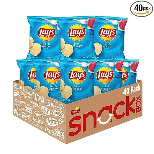 Lay's Salt & Vinegar Flavored Potato Chips 1 Ounce (Pack of 40)