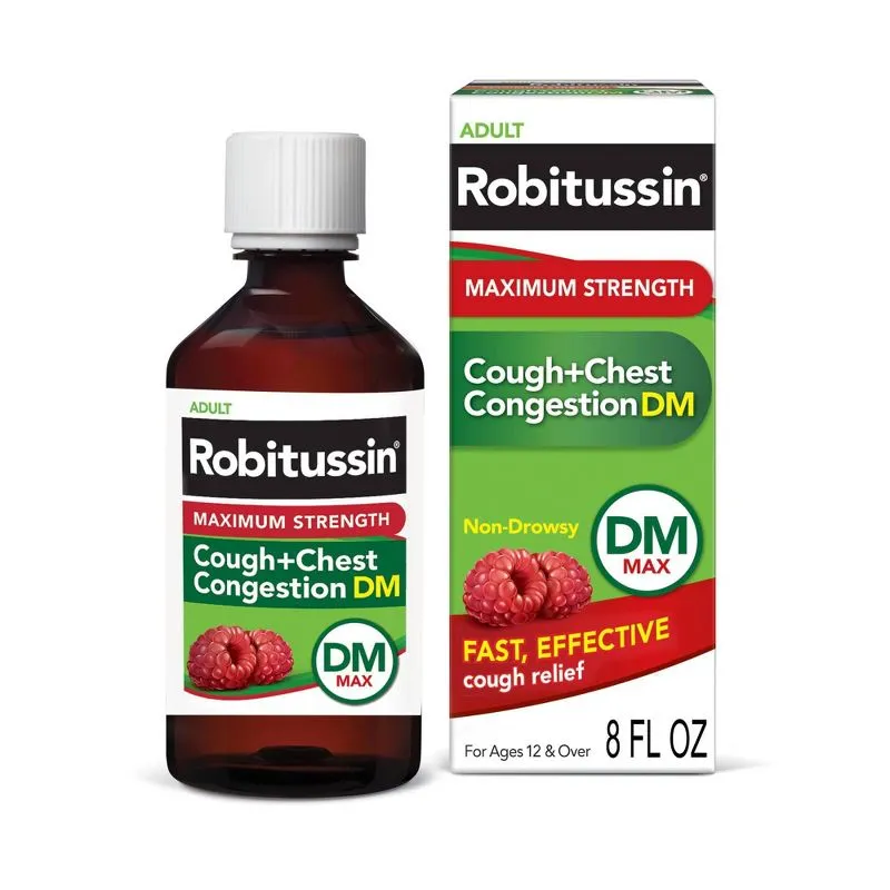 Robitussin Maximum Strength Nighttime Cough DM, Cough Medicine for Adults, Berry Flavor - 8 Fl Oz