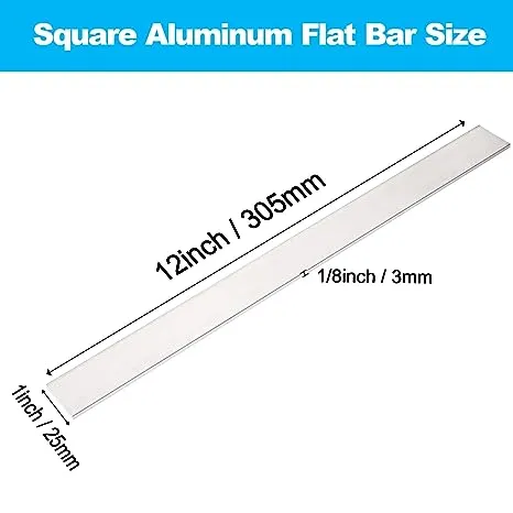 12 Pieces Square Aluminum Flat Bar, 1/8" Thickness X 1" Width X 12" Length Square Aluminum Bar, 6061 Aluminum Flat Plate, 3mm X 25mm X 305mm T6511 Solid New Mill Stock