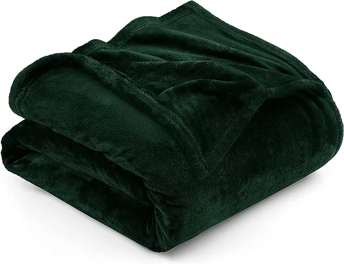 Fleece Blanket Queen Size Black 300GSM Luxury Bed Blanket Anti-Static Fuzzy S...