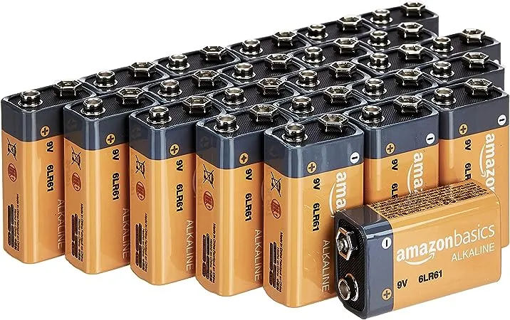 Amazon Basics 4-Pack 9 Volt Alkaline Performance All-Purpose Batteries, 5-Year Shelf Life, Packaging May Vary