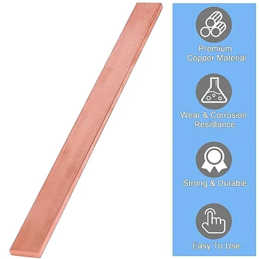 guvddliz 1/4" x 1" C110 Copper Flat Bar 12" Long, Copper Bus Bar