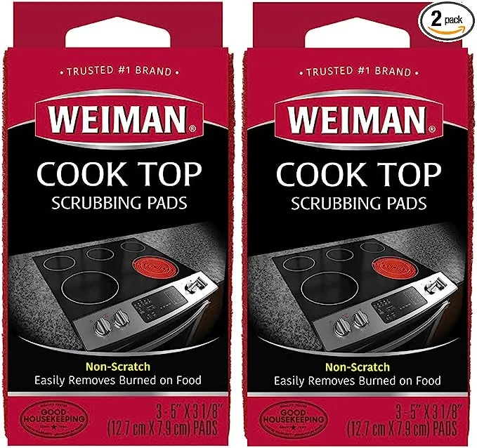 Weiman Cook Top Scrubbing Pads, 3 Count, 2 Pack Cuts Through the Toughest Stains - Scrubbing Pads Carefully Wipe Away Residue