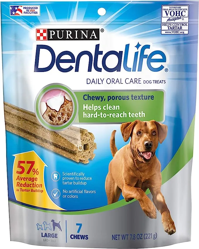 Purina DentaLife Made in USA Facilities Large Dog Dental Chews, Daily - 28 Treats 