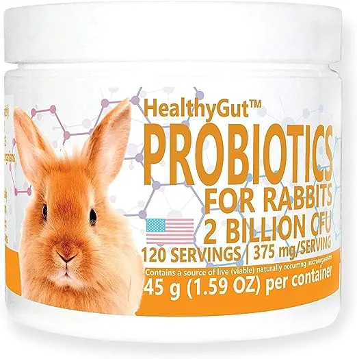 Equa Holistics HealthyGut Probiotics for Rabbits Dietary Supplement, All-Natural Digestive System Formula (120 Servings)