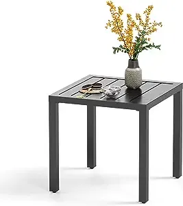 Phi Villa Indoor Outdoor Small Metal Square Side/End Patio Coffee Bistro Table