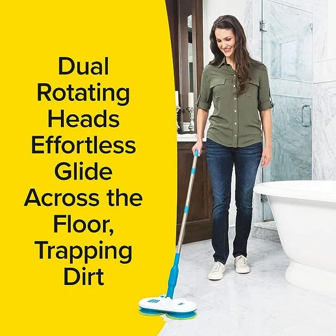 Floor Police Cordless Electric Mop, As Seen On TV, Self-Propelling Hardwood and Tile Floor Cleaner with Dual Spinning Mop Heads, One Mop with 6 Cleaning Pads