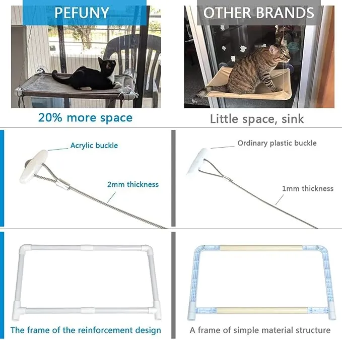 Cat Window Perch, Cat Hammock Window Seat, Space Saving and Safety