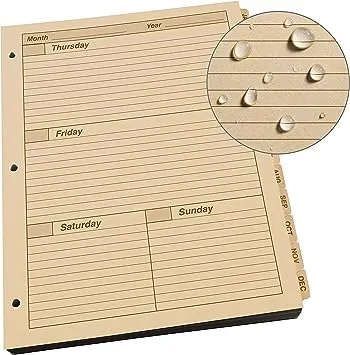 Rite in The Rain 9260W Planner Calendar Pages, Weekly, 5 x 7 in