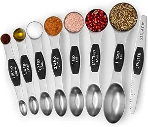 Stackable Dual Sided Magnetic Measuring Spoons Set Of 8 In Black