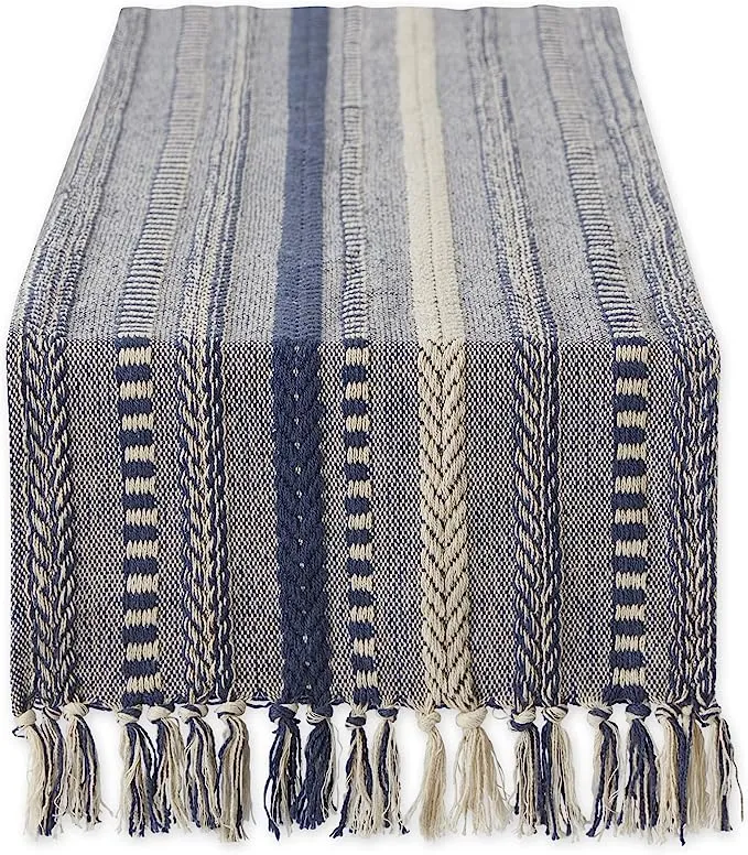 DII Braided Stripe Table Runner - Navy Blue