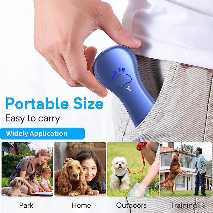 Ahwhg New Anti Barking Device,Dog Barking Control Devices,Rechargeable Ultrasonic Dog Bark Deterrent up to 16.4 Ft Effective Control Range Safe for Human & Dogs Portable Indoor & Outdoor (Blue)