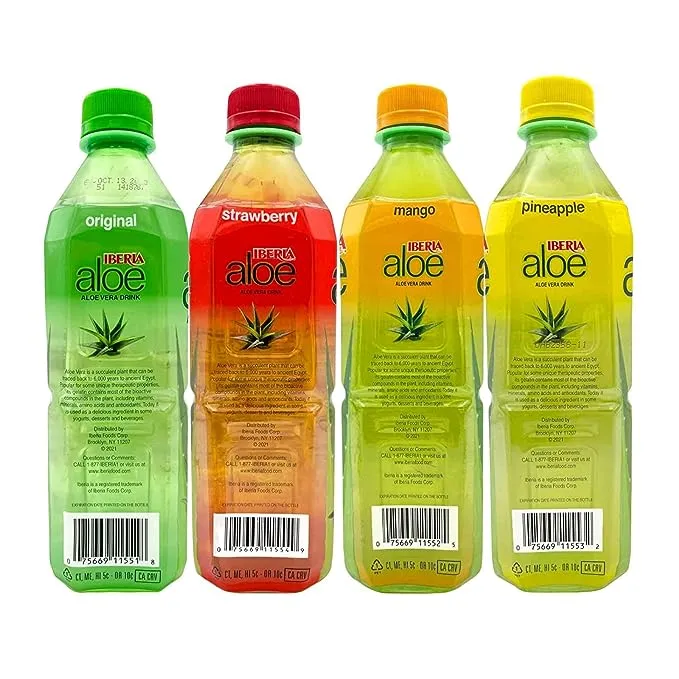 Iberia Aloe Vera Drink with Pure Aloe Pulp, Variety, (Pack of 8) 2 x Original, 2 x Mango, 2 x Pineapple, 2 x Strawberry