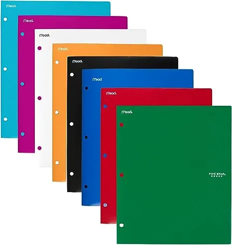 Five Star Binder Pocket Folder, Stay-Put 2-Pocket Folder, 9-1/2"x 11-3/4", Colors May Vary, 12 Pack