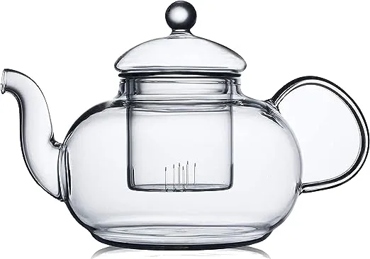 CnGlass 33.8oz Glass Teapot with Removable Infuser,Stovetop Safe Tea Kettle,Blooming & Loose Leaf Tea Pot