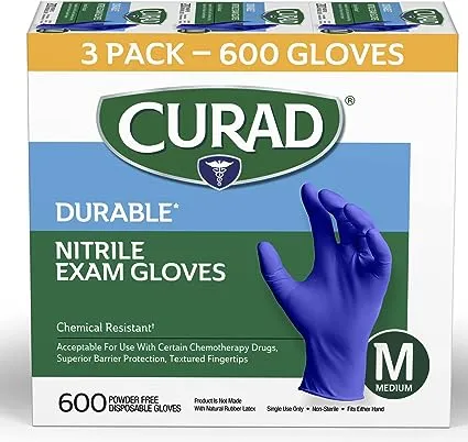 Curad Durable Nitrile Exam Gloves - Medium 600 ct