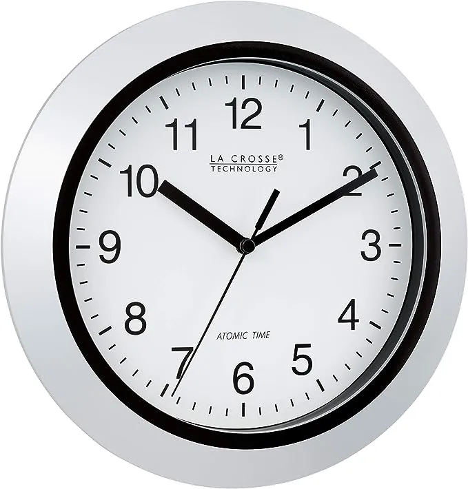 La Crosse Technology Atomic Analog Wall Clock, 10", Silver