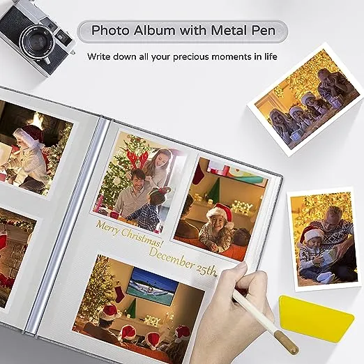 Popotop Large Photo Album Self Adhesive 4x6 5x7 8x10 Scrapbook Album DIY 40 Pages Picture Book,Gifts for Mom,Family Baby and Wedding,with Metal Pen