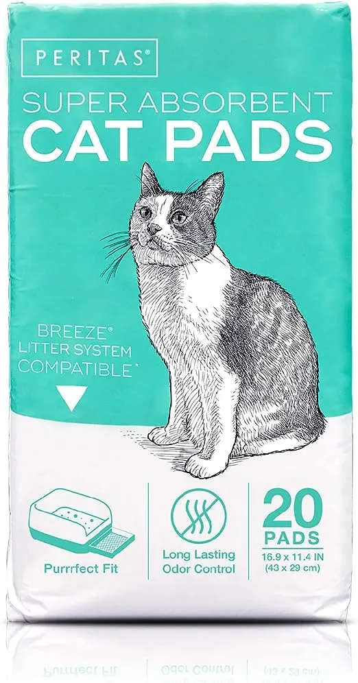 Peritas Cat Pads Generic Refill for Breeze Tidy Cat Litter System 16.9"x11.4" 20 Count