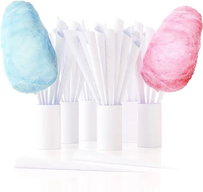 Cotton Candy Express 3 Flavor Sugar Pack with Cotton Candy Cones - Featuring Cherry, Grape, and Blue Raspberry Floss Sugar and 100 Paper Cones for Making Cotton Candy