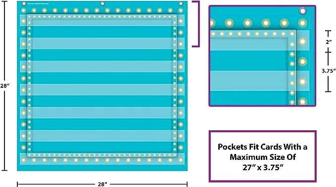 TEACHER CREATED RESOURCES Light Blue Marquee 7 Pocket 28X28 20780