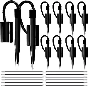 Performore 12 Pack of 5 inch Secure Counter Pens Black with Plastic Secure Co...