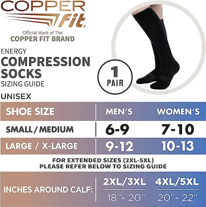 Copper Fit Compression Socks, Energy, S/M