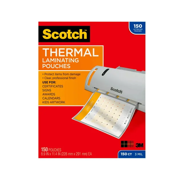 Scotch Thermal Laminating Pouches 3 Mil Size