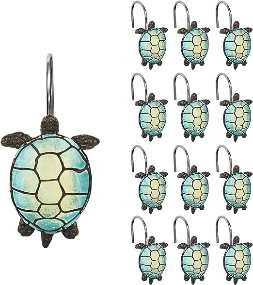 Sunlit Tilt Sea Turtle Shower Curtain Hooks, Home Decorative Shower Curtain R...