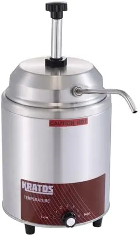 Kratos 29M-009 - Commercial Round Hot Topping Warmer and Dispenser - 3-1/2 Quart Capacity - Includes Pump