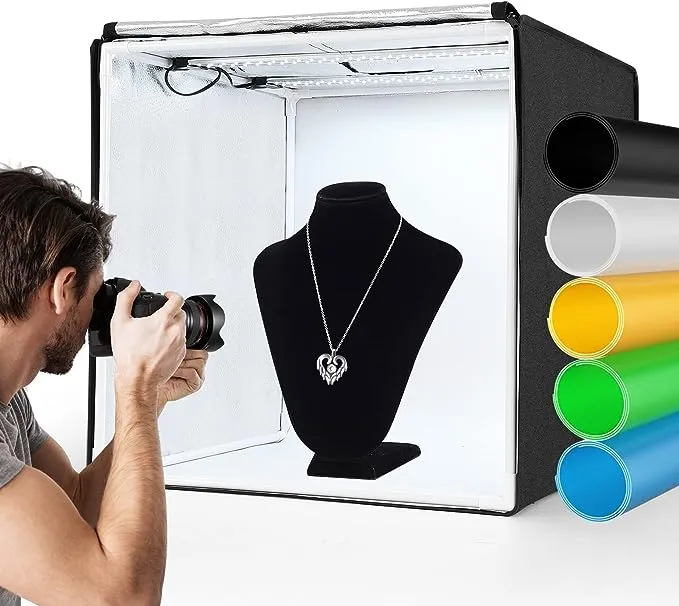 Professional Photography Studio LED Dimmable Large Shooting Tent 47x39x78 ZKEEZM Large Lightbox Photo Video Continuous Lighting Cube Shooting Tent Kit Soft Box with 3Colours Backdrops and Carrying Bag