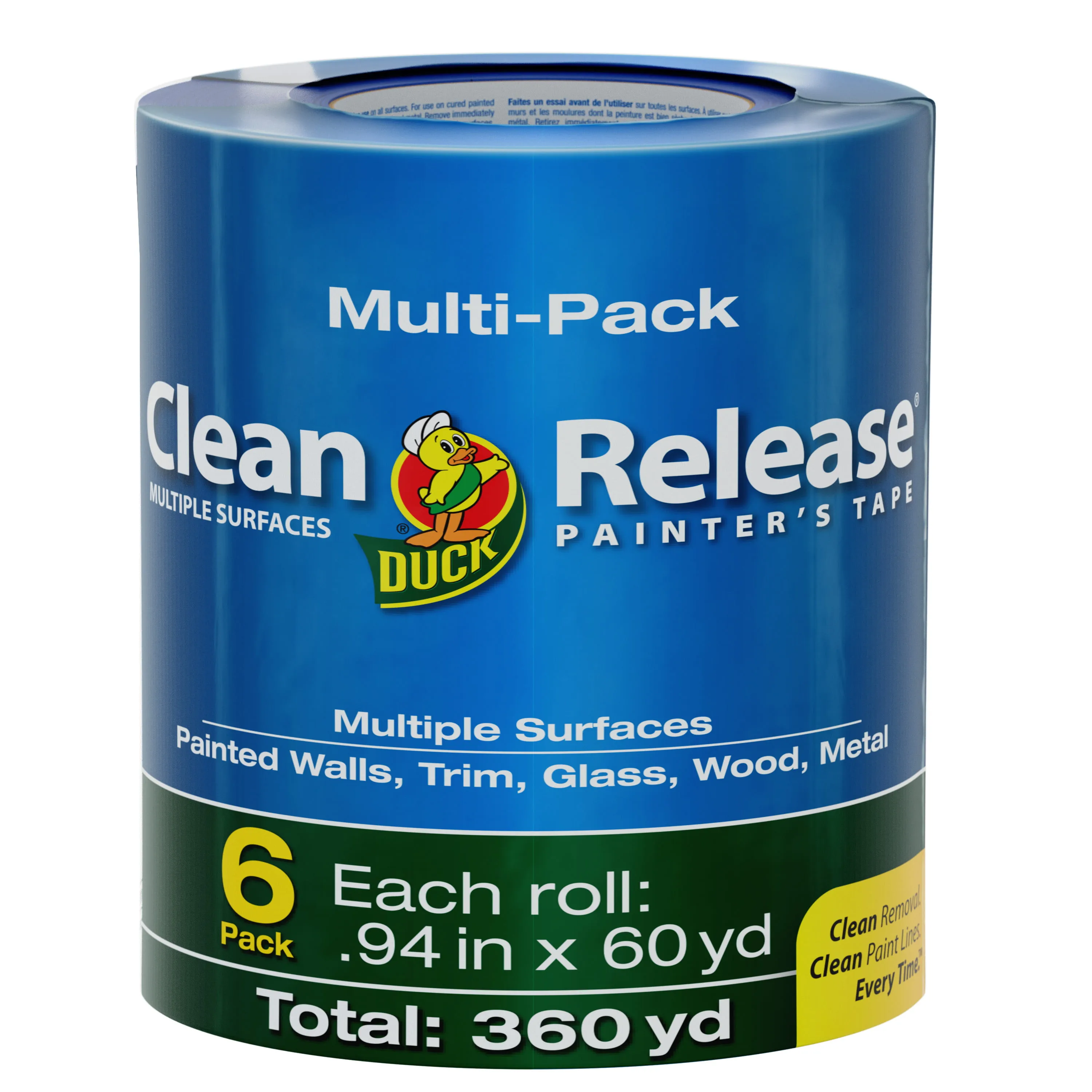 Duck 0.94" x 60-Yard Blue Clean Release Painter's Tape - 6 ct