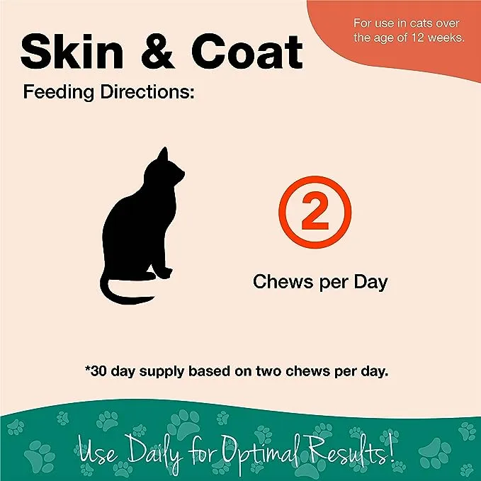 NaturVet Skin & Coat Plus Omegas Soft Chews for Cats