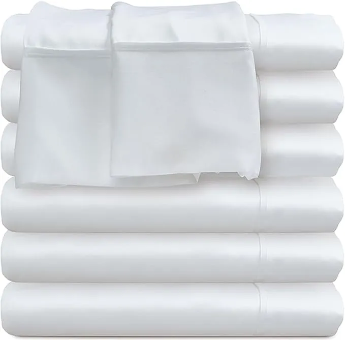 Glarea Flat Sheets Only Queen Size - 6 Pack Bulk White Sheets for Massage Table, Hospital Bed, Home, Air Bnb Essentials, Dorm Decoratio