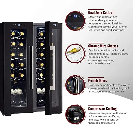 Wine Enthusiast 24-Bottle French Door Dual-Zone Compressor Wine Cooler