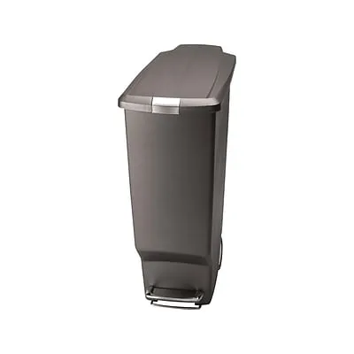 simplehuman 40 Liter / 10.6 Gallon Slim Kitchen Step Trash Can With Secure Slide Lock, Black Plastic