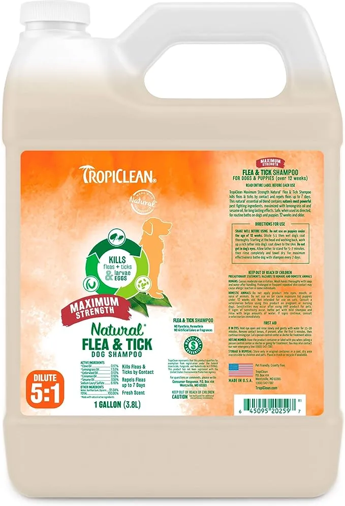 Tropiclean Flea & Tick Soothing Shampoo - Gallon