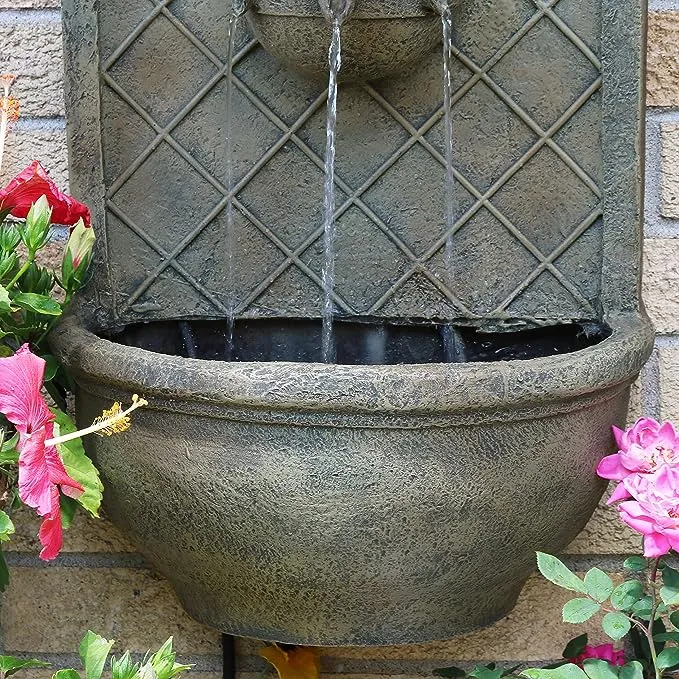 Sunnydaze Decor Messina 26" Outdoor Wall Water Fountain - Florentine Stone